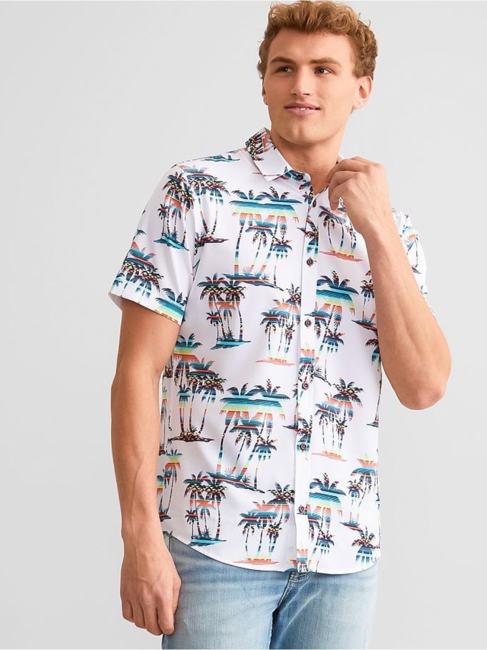 DepartWest/Buckle Palm Tree Performance Stretch Shirt